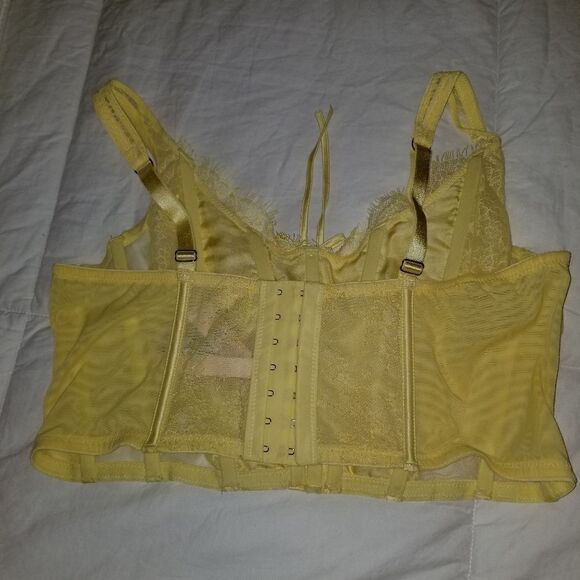 NWT Victoria’s Secret Dream Angels lemon yellow unlined lace-up corset top XL N - Picture 7 of 13